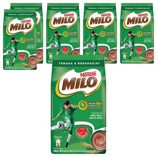 MILO 美祿 經典原味補充包 巧克力麥芽飲品 活力營養 全家共享, 900g, 1入, 6袋
