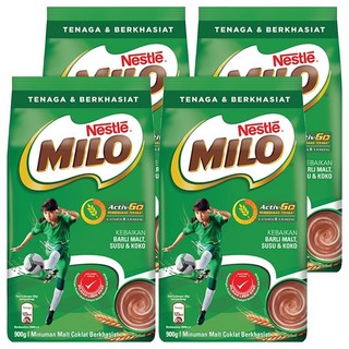 MILO美祿 經典原味補充包 巧克力麥芽飲品, 900g, 1入, 4袋