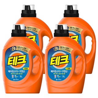 테크 베이킹소다 플러스 구연산 드럼용 액체세제 본품, 3L, 4개