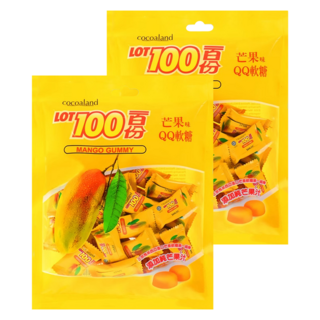 LOT100 芒果味QQ糖 添加純芒果汁, 200g, 2袋