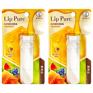 MENTHOLATUM 曼秀雷敦 台灣公司貨 純淨植物潤唇膏, 無香料, 4g, 2支