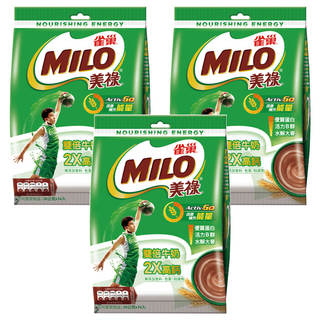 MILO 美祿 雙倍牛奶2X高鈣 可可麥芽飲品 活力維生素B群 無添加香料、色素、防腐劑, 30g, 14包, 3袋