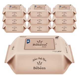 Bebeen 오리지널 플러스 영유아물티슈 리필형, 55g, 100매, 10개
