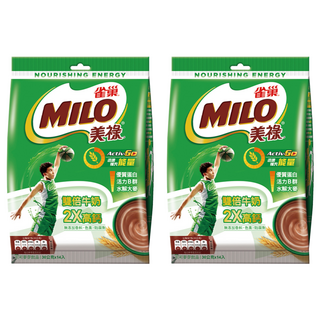 MILO 美祿 雙倍牛奶2X高鈣 可可麥芽飲品，活力維生素B群，無添加香料、色素、防腐劑, 30g, 14包, 2袋