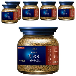 AGF 微奢華咖啡店 咖啡罐 藍紅標 經典贅沢, 80g, 1入, 6罐