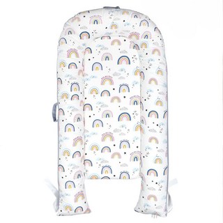 Vanibaby 嬰兒床中床 便攜式 棉布 原生棉填充, 繽紛彩虹