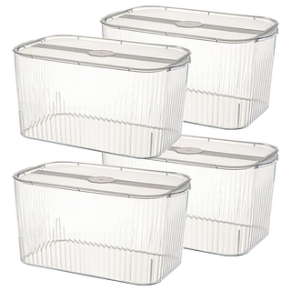 小麥購物 透明收納盒 中款 L2907, 4個, 透明白色