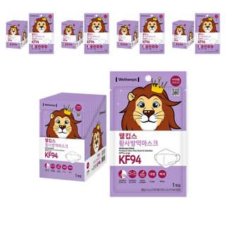 Welkeeps 防塵立體口罩 KF94 L號, 25片, 5盒, 白色