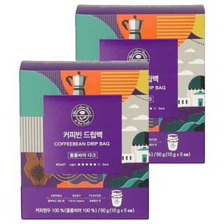 咖啡豆滴袋咖啡哥倫比亞黑暗, 10g, 5包, 2盒