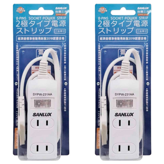 SANLUX 台灣三洋 電源延長線 SYPW-231AA, 1.8m, 白色, 2條