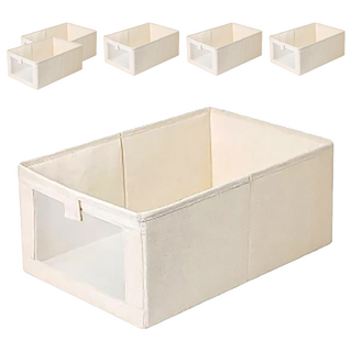 C387棉麻收納盒 2個, 米色, 3組