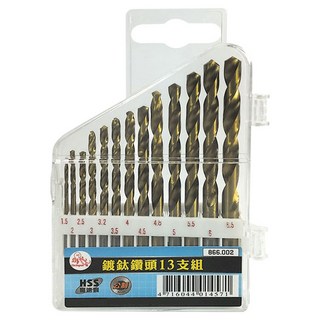 Octopus 章魚牌 13支鍍鈦鑽頭組 鋼/合金鋼/金屬/木頭/塑膠適用 外層鍍鈦強化硬度 透明膠盒裝, 1個