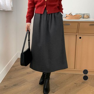 afinar 女款 類羊毛柔軟觸感A字鬆緊腰半身裙