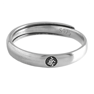 本命佛 925純銀梵文戒指 活圍戒 生肖羊 猴 大日如來, RS-035-6, 寬度0.4cm