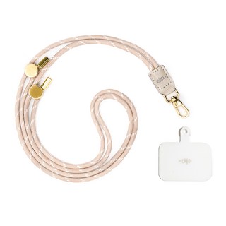 ekax 通用手機掛繩夾片 + 調節扣抽繩背帶 - 手機夾片TPU 調節扣抽繩背帶-聚酯纖維、PU皮革、五金, 織紋粉杏, 1組