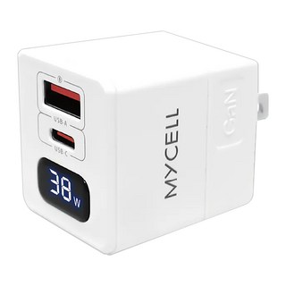 MYCEll 積進科技 38W GaN PD + QC 智能數顯充電器, 白色, 1個