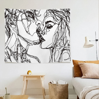 韓國Ins風景掛布, 150 x 130cm, 線條情侶