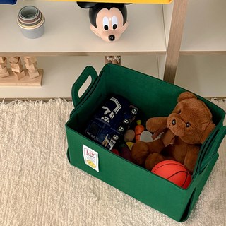 리브맘 접이식 펠트 비비드 수납바구니, 딥그린, 3개