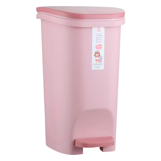 艾莉 緩降腳踏式垃圾桶 9L, 粉色