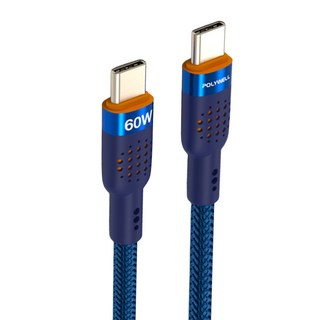 POLYWELL 寶利威爾 USB CM-CM Cable 充電線 PW15-W45-A398, 1m, 橘色 + 藍色, 1條
