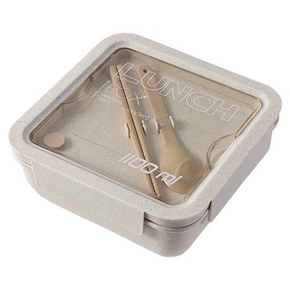 小麥秸稈餐盒，單層1100ml, 米色 + 透咖色, 1個