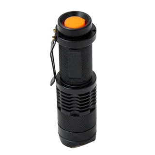 L2變焦迷你夾式強光手電筒套組, 小巧便攜 鋁合金筒身 五檔調光, 黑色, 1組