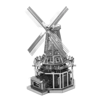 3D立體微型雕塑拼圖 風車 Set 雙面鏡面不鏽鋼, 銀色, 2片, 1個