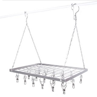 AXIS 艾克思 多功能不鏽鋼防風雙掛勾晾曬網架 18夾 尺寸約40X30X51公分, 1組