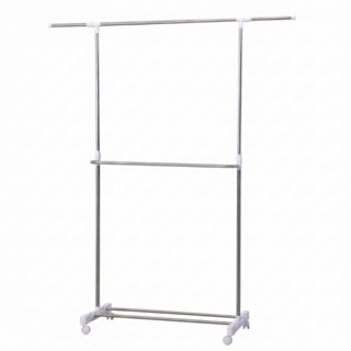 雙手萬能 不鏽鋼可伸縮單桿置衣架, 銀色