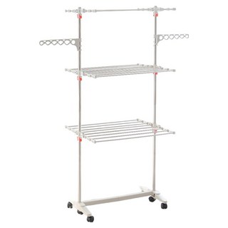 Eojin Living 迷你8線3層豪華曬衣架, 折疊式 銀色 + 白色