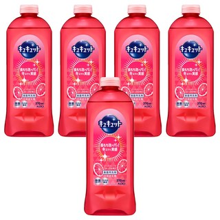 Kao 花王 Cucute 珂珂透 餐具洗碗精補充瓶 粉紅葡萄柚香, 370ml, 5瓶