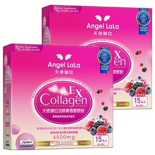 Angel LaLa 天使娜拉 活顏青春膠原粉 含專利玻尿酸 專利七莓果 6000mg膠原蛋白, 8g, 15包, 2盒