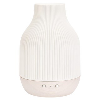 白玉條紋橡木香氛水氧機 180ml 暖光, CAAD0105, 白色