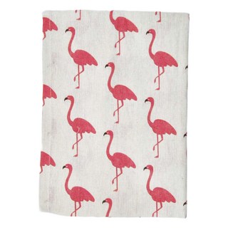 小銅板 日式亞麻門簾, 白底紅鶴