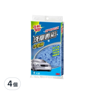 3M Scotch-Brite 百利 專業洗車木漿棉, 4片, 單色
