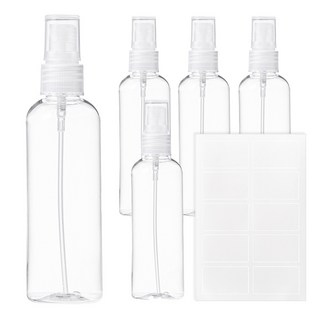 comet 噴霧分裝瓶 100ml 附標籤貼紙, 透明色, 5件