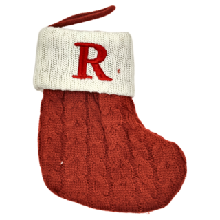 聖誕紅刺繡字母聖誕襪 針織聖誕裝飾 節慶禮物 溫馨居家擺飾, 字母R, 1個, 17.5 x 13.5cm