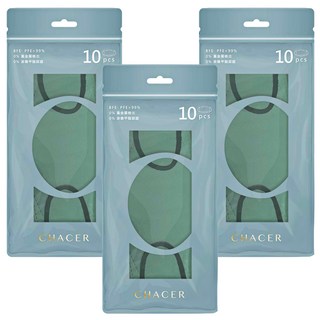 CHACER 佳和口罩 4D立體醫用口罩 成人用 KF94 未滅菌 M, 青淞抹綠, 3盒, 10片