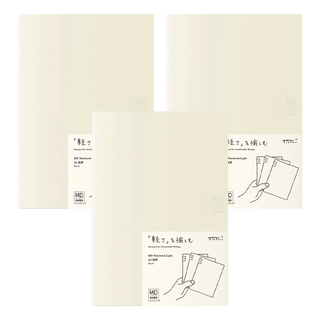 日本 MIDORI MD Notebook 輕量版 空白筆記本3件組 A5 簡約設計 方便攜帶, 3本, 空白