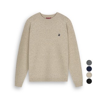 BEVERLY HILLS POLO CLUB 比佛利保羅 男女通用Essential柔軟毛衣插肩袖刺繡Logo圓領長袖針織衫 CPN7T85