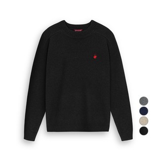 BEVERLY HILLS POLO CLUB 比佛利保羅 男女通用Essential柔軟毛衣插肩袖刺繡Logo圓領長袖針織衫 CPN7T85