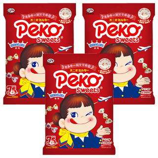 FUJIYA 不二家 Peko 牛乳糖 日本原裝進口 無香料 無著色, 80g, 3袋