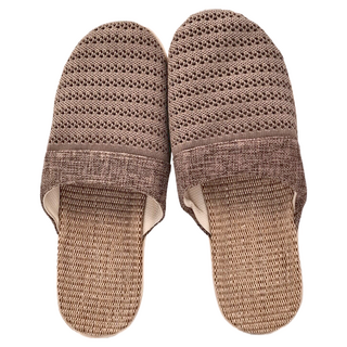 AXIS艾克思 編織款亞麻透氣防滑包頭室內拖鞋 四季皆適用 男女款, 咖啡色, 1雙