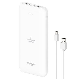 모즈온 2포트 파워 보조배터리 10000mAh + C타입케이블, 화이트