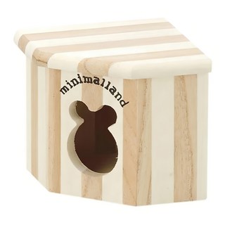 MARUKAN 鼠鼠專用豪華屋 MK-HT-32 三角木屋 天然木, 木色 + 米色, 1入