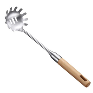 日式木柄304不鏽鋼撈麵杓, 34.5cm, 1支