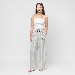 CARET 女款條紋亞麻寬褲