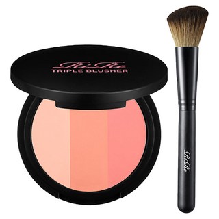 RiRe 三色腮紅餅+腮紅刷組 Set, 10g 1組, 淺桃色+桃色+粉桃紅