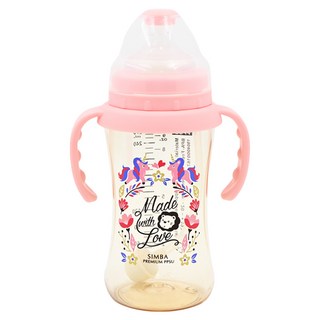 Simba 小獅王辛巴 桃樂絲心願 PPSU自動把手寬口雙凹中奶瓶, 蜜粉色, 270ml, 1個