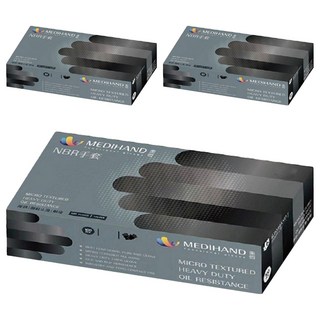 MEDIHAND 美恆 NBR手套 微粒止滑厚款 5.5克 100支, 黑色, L, 3盒